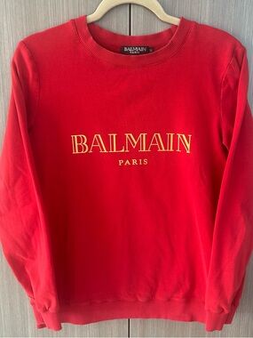 Balmain Paris Red Logo Sweatshirt